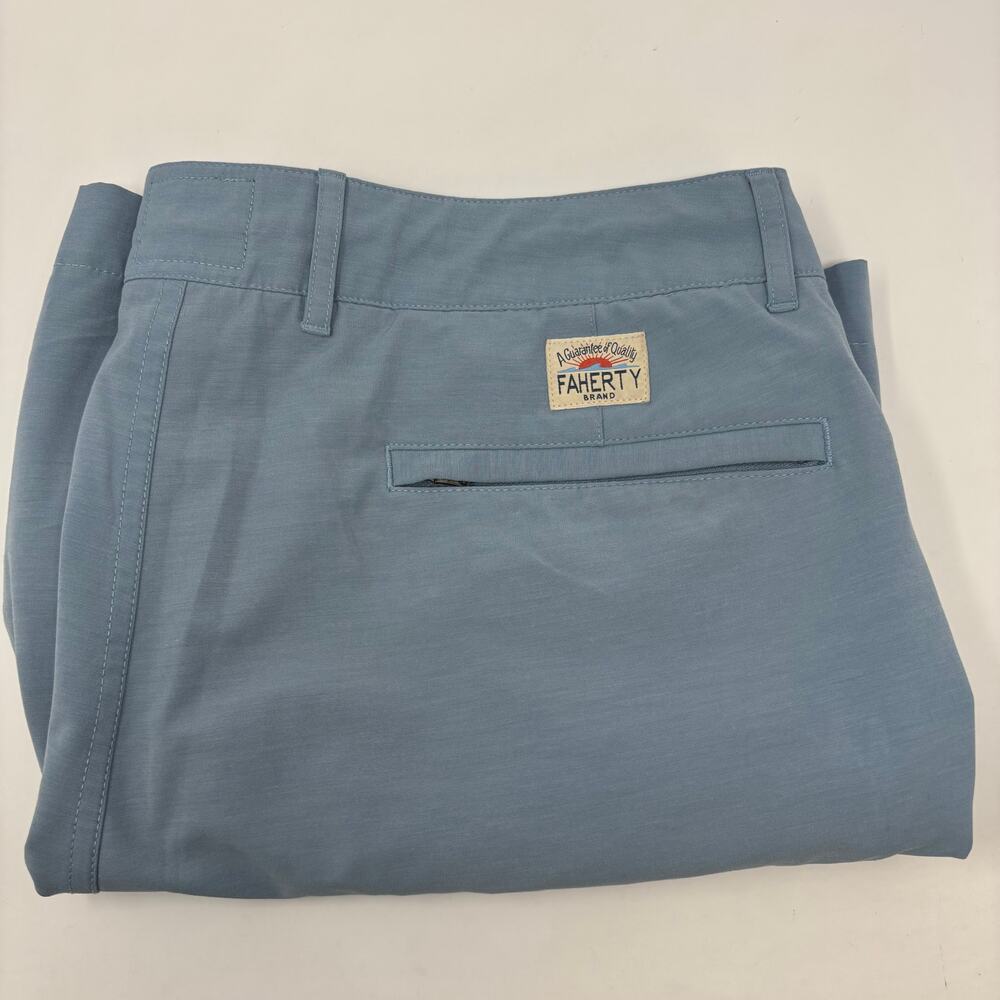Faherty Mens Sz36x7 Light Blue Drawstrings All Day Shorts